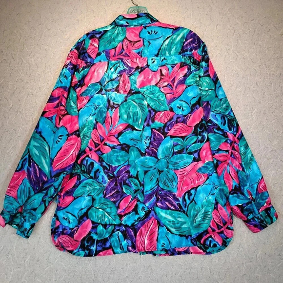 Alia Women's Blue/Pink/Purple Long Sleeve Button Up  Blouse in Size Medium - Picture 5 of 9